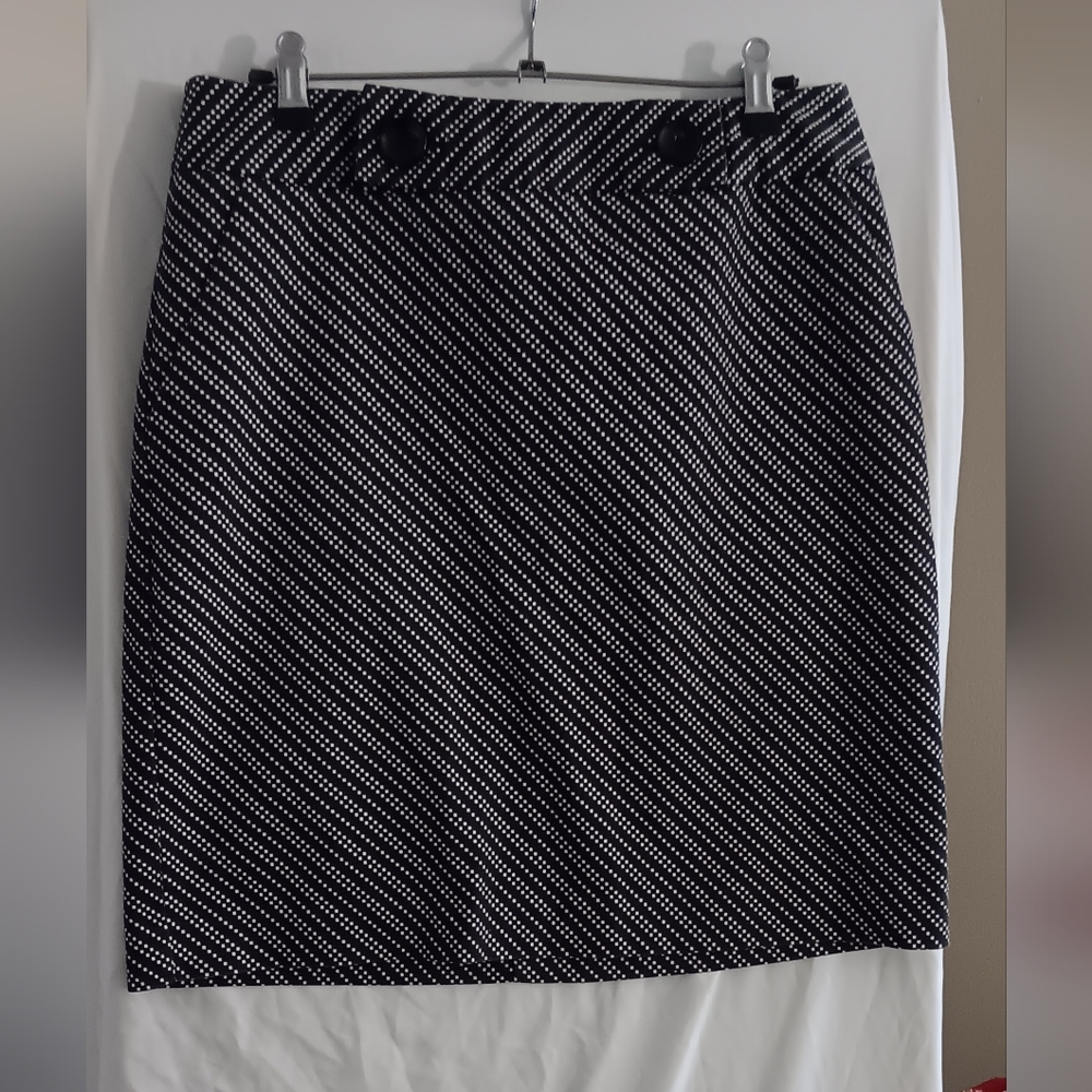 Worthington Black and White Dotted Squares Skirt